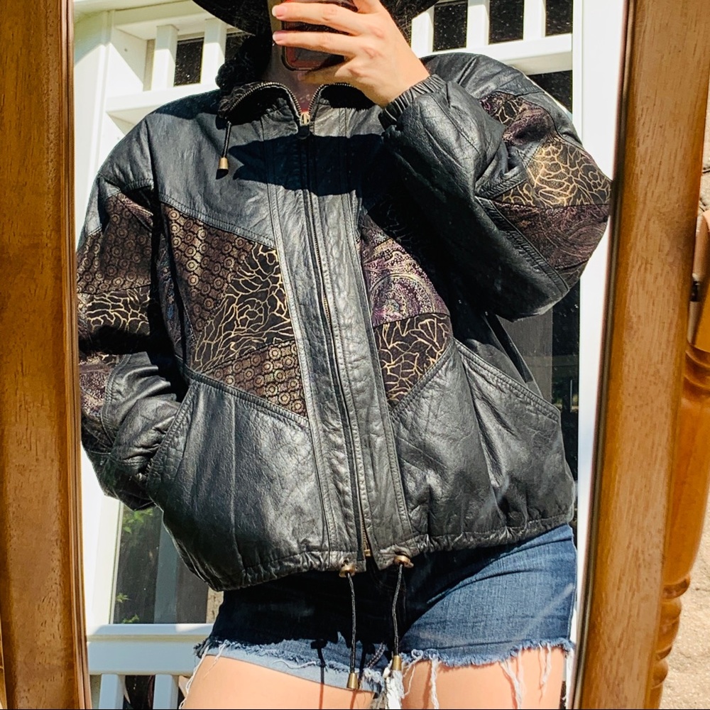 Vintage Genuine Butter Leather Black Bomber Jacket - Picture 16 of 16